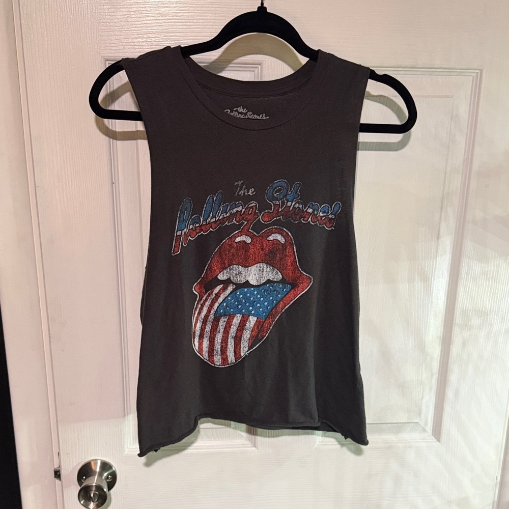 The Rolling Stones Black Crop Top with Logo